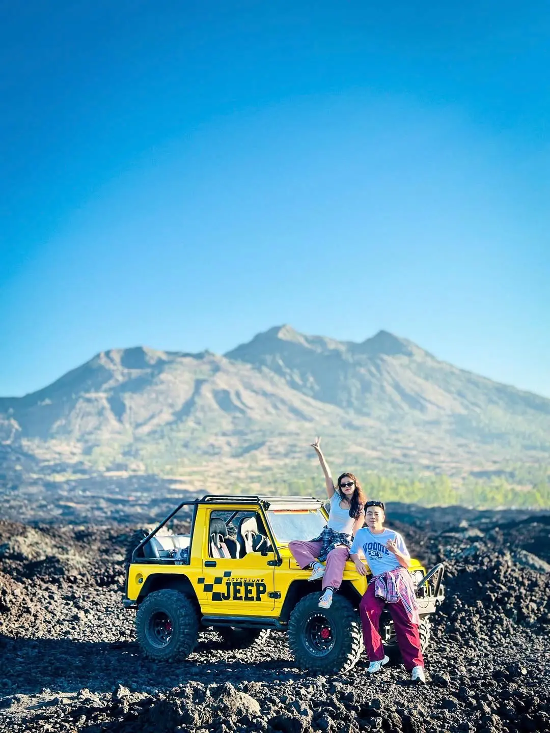 Volcanic landscape explored by 4WD vehicle